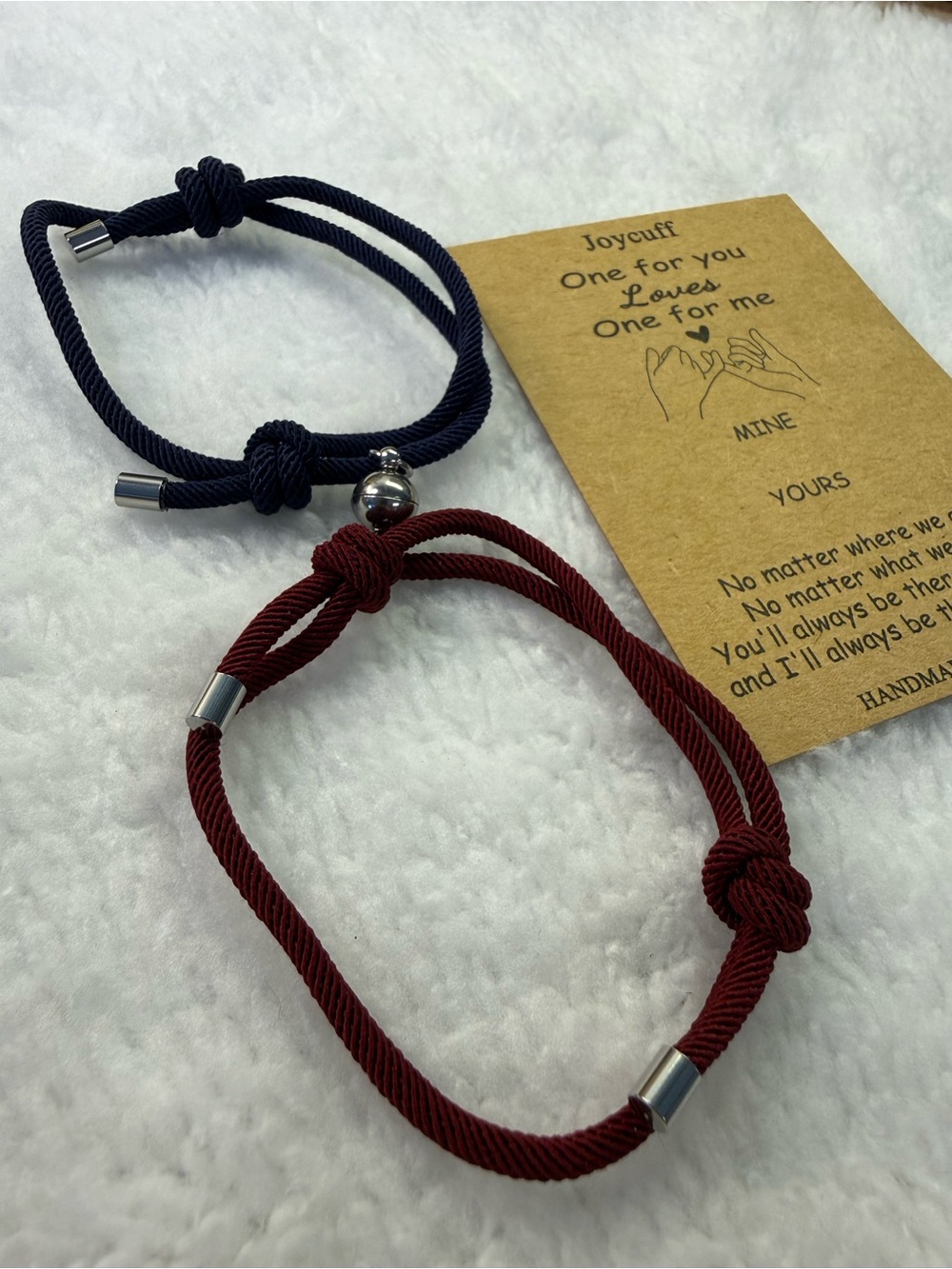 Adjustable Rope Knot Bracelet Set in Navy and Burgundy by Joycuff - NWT